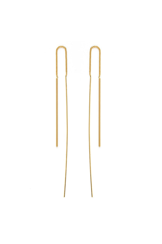 Gold Needle and Thread Earrings