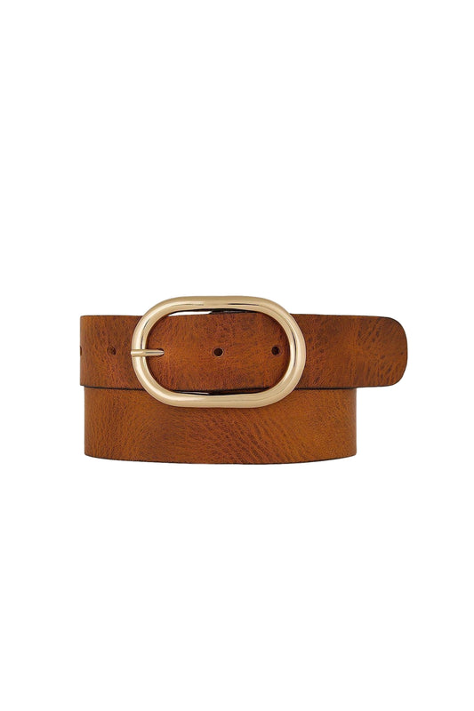Cognac Daphne Oval Buckle Belt