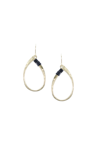 Oval Ring Earring with Black Beads
