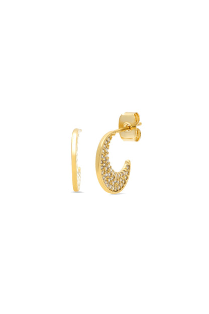 Pave Half Moon Huggie