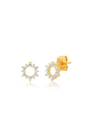 Pave Open Flower Circle Stud