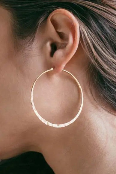 2" Hammered Hoops Silver