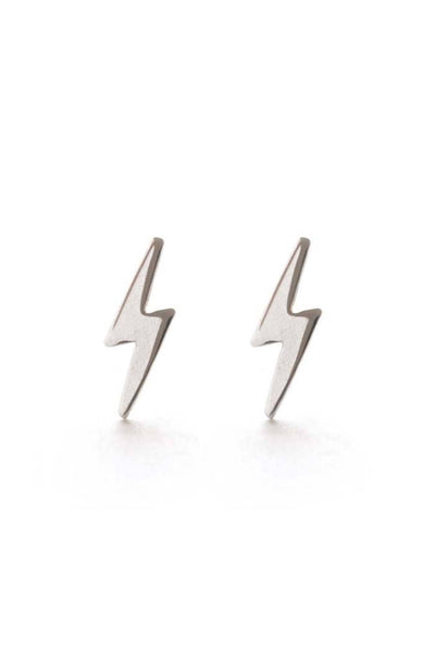 Silver Lightning Bolt Studs