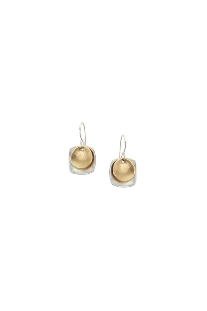 Small Dished Square and Disc Earring