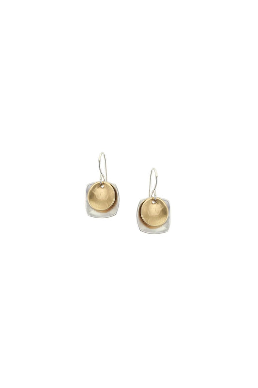 Small Dished Square and Disc Earring