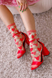 Strawberry Daisy Ruffle Sheer Socks