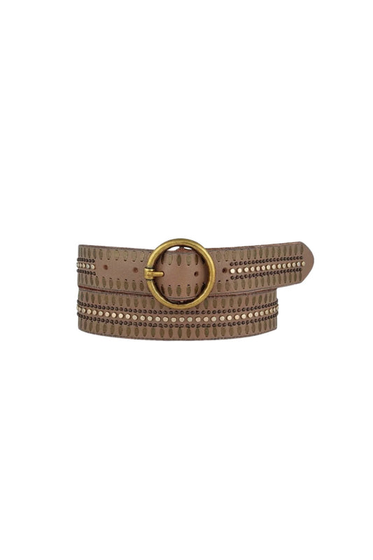 Soraya Studded Leather Belt Taupe