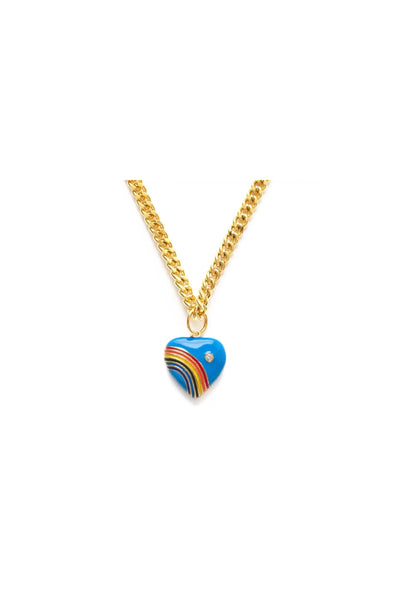 Blue 80's Rainbow Heart Necklace