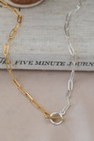 Mixed Metal Toggle Clasp Necklace