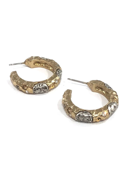 Small Gold Hammered Hoops