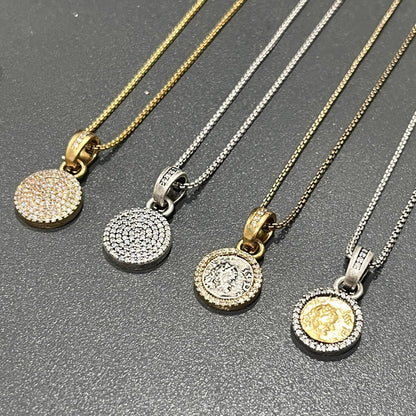Gold Pave Disc Necklace