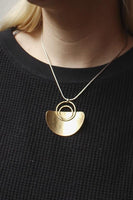 Curved Semi Circle and Rings Necklace